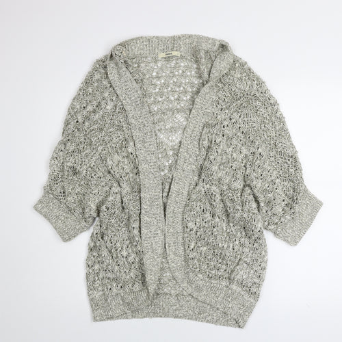 Oasis Women’s Grey Open-Knit 3/4 Sleeve Cardigan M