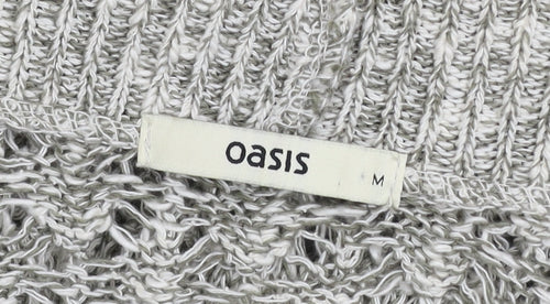 Oasis Women’s Grey Open-Knit 3/4 Sleeve Cardigan M