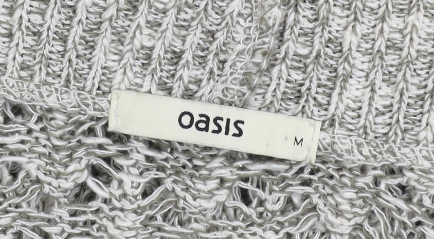 Oasis Women’s Grey Open-Knit 3/4 Sleeve Cardigan M