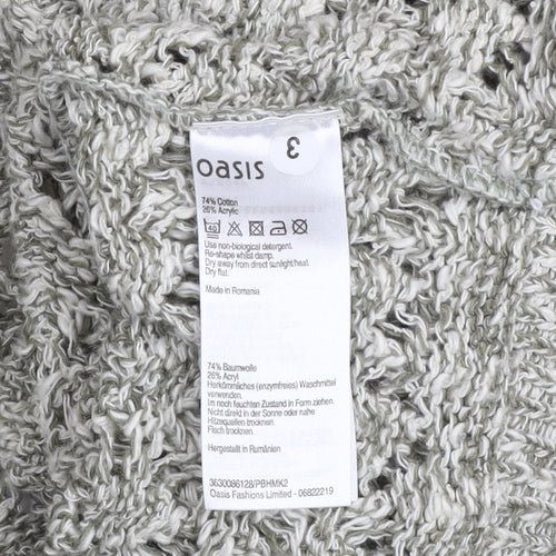 Oasis Women’s Grey Open-Knit 3/4 Sleeve Cardigan M