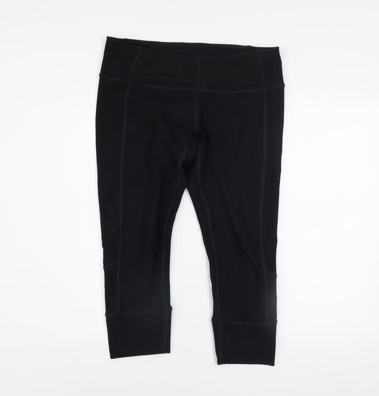 MPG Womens Black Capri Leggings UK 14 Moisture Wicking Stretch