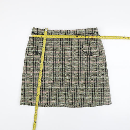 Cath Kidston Women Green Check Tweed A-Line Skirt Size 16