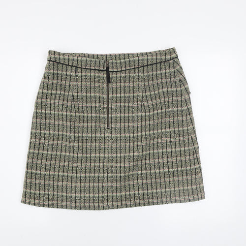 Cath Kidston Women Green Check Tweed A-Line Skirt Size 16