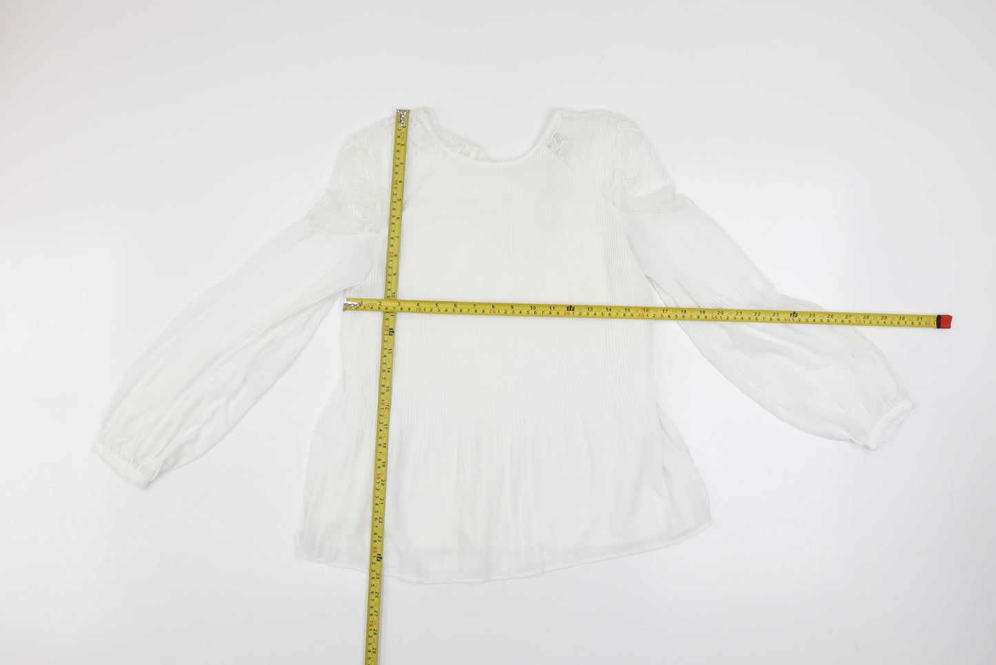 Next Women White Lace Bow Long Sleeve Tunic Blouse Size 8