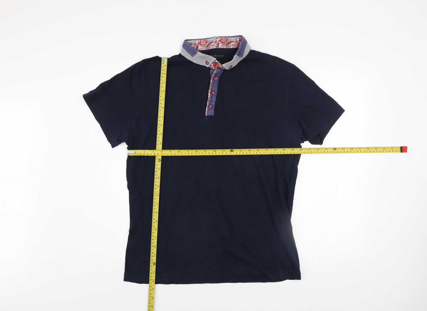ETO Men’s Blue 2XL Cotton Short Sleeve Polo Shirt