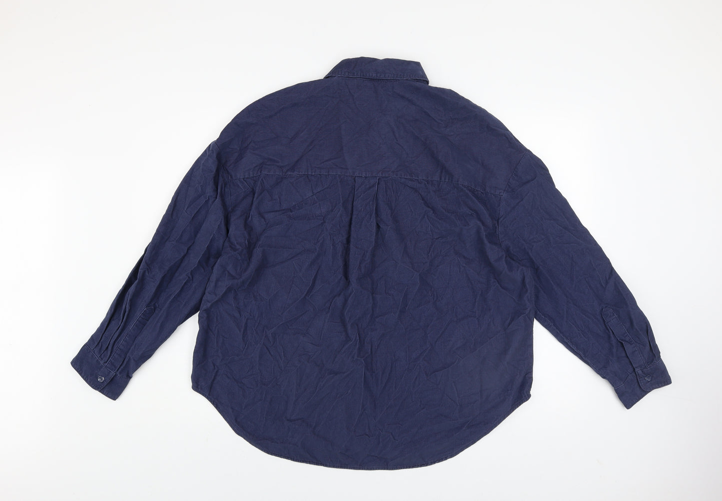 Tu Women Blue Cotton Long Sleeve Button-Up Shirt Size 14