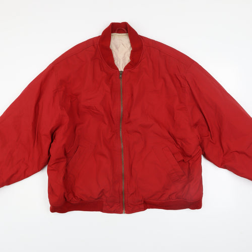 BHS Men’s Red Bomber Jacket XL Polyester Cotton Lined Full Zip