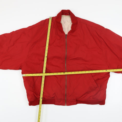 BHS Men’s Red Bomber Jacket XL Polyester Cotton Lined Full Zip