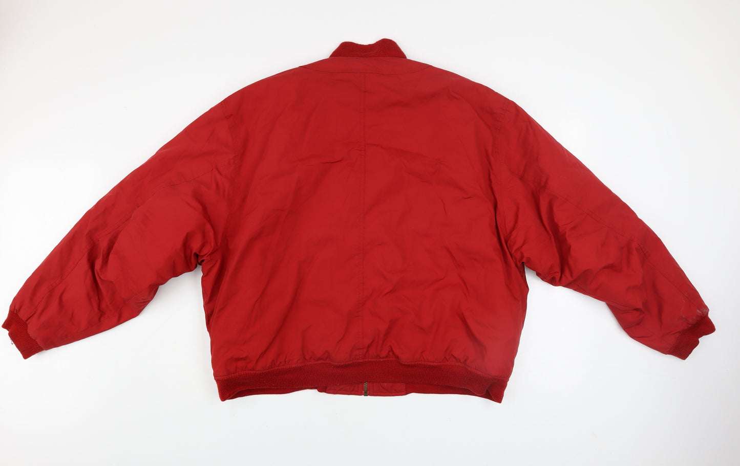 BHS Men’s Red Bomber Jacket XL Polyester Cotton Lined Full Zip