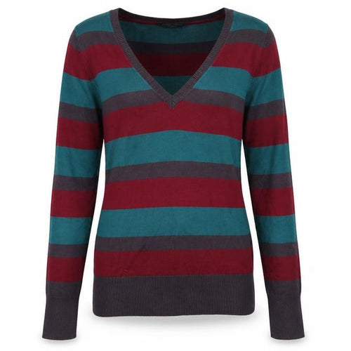 Dorothy Perkins Women’s Multicoloured Striped V-Neck Jumper Size 8