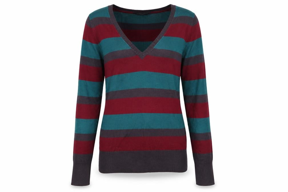Dorothy Perkins Women’s Multicoloured Striped V-Neck Jumper Size 8