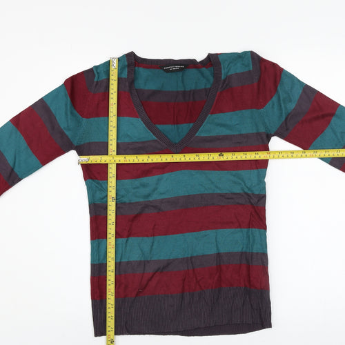 Dorothy Perkins Women’s Multicoloured Striped V-Neck Jumper Size 8