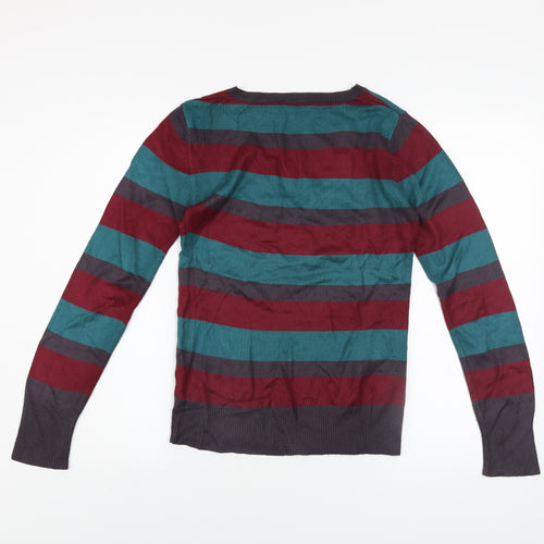 Dorothy Perkins Women’s Multicoloured Striped V-Neck Jumper Size 8