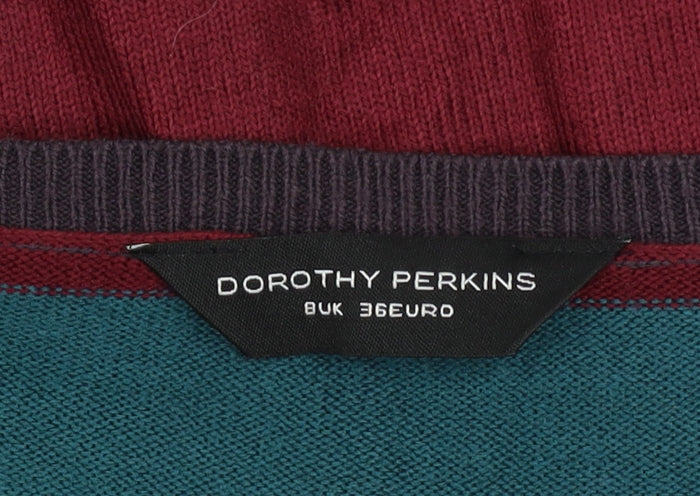 Dorothy Perkins Women’s Multicoloured Striped V-Neck Jumper Size 8