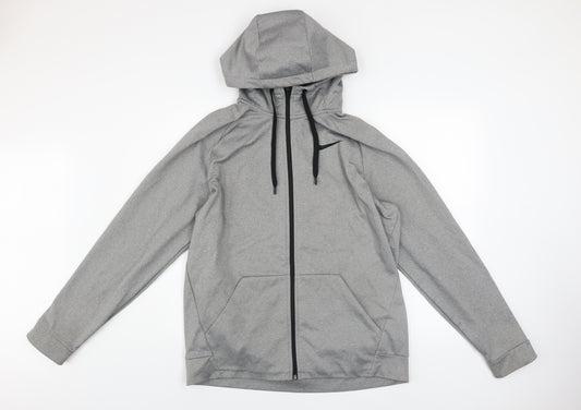 Nike Mens Grey L Dri-Fit Full Zip Hooded Track Jacket