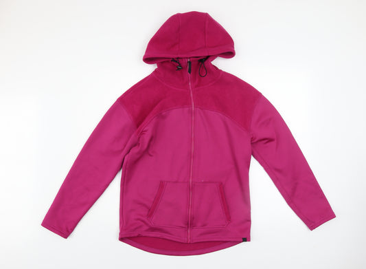 George Women’s Pink Hooded Fleece Jacket Size 14 Full Zip Casual