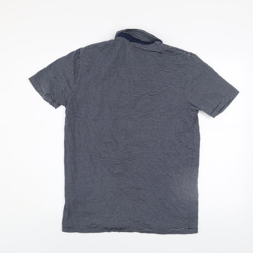 Next Men's Blue Striped Regular Fit Cotton Polo Shirt Size M