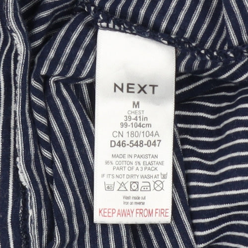 Next Men's Blue Striped Regular Fit Cotton Polo Shirt Size M