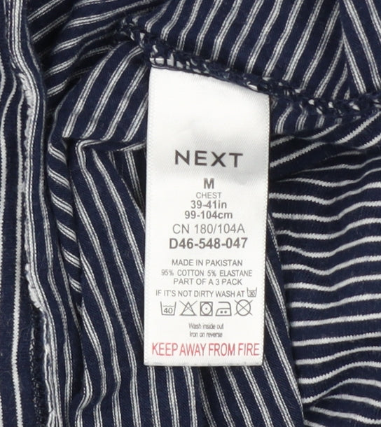 Next Men's Blue Striped Regular Fit Cotton Polo Shirt Size M