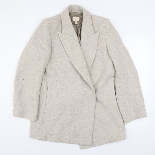 H&M Men's Beige Wool Blend Mid-Length Blazer Jacket Size S