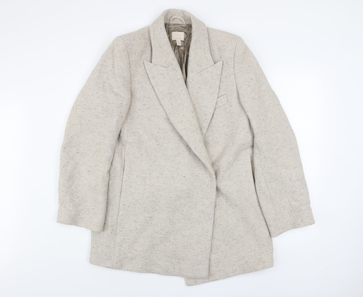 H&M Men's Beige Wool Blend Mid-Length Blazer Jacket Size S
