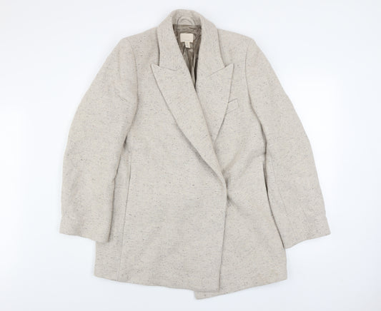 H&M Men's Beige Wool Blend Mid-Length Blazer Jacket Size S