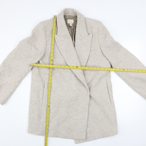 H&M Men's Beige Wool Blend Mid-Length Blazer Jacket Size S