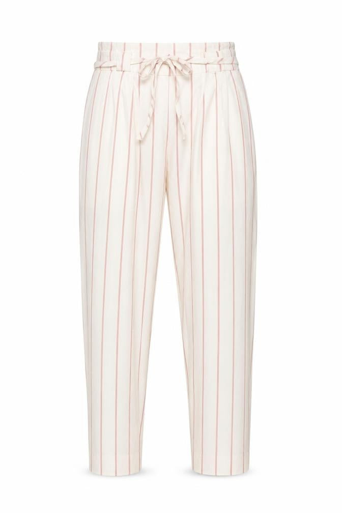 Mint Velvet Women Ivory Striped Paperbag Tapered Trousers Size 10