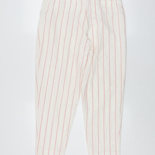 Mint Velvet Women Ivory Striped Paperbag Tapered Trousers Size 10