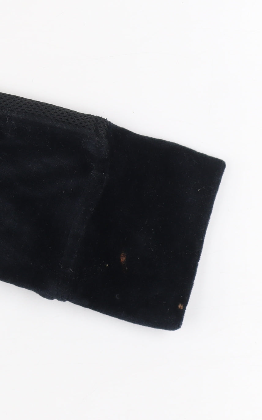 Miss Fiori Womens Black Velour Full Zip Hooded Track Jacket Size 8