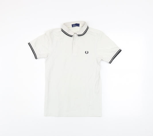 Fred Perry Men's White XS Slim Fit Polo Shirt Cotton Casual