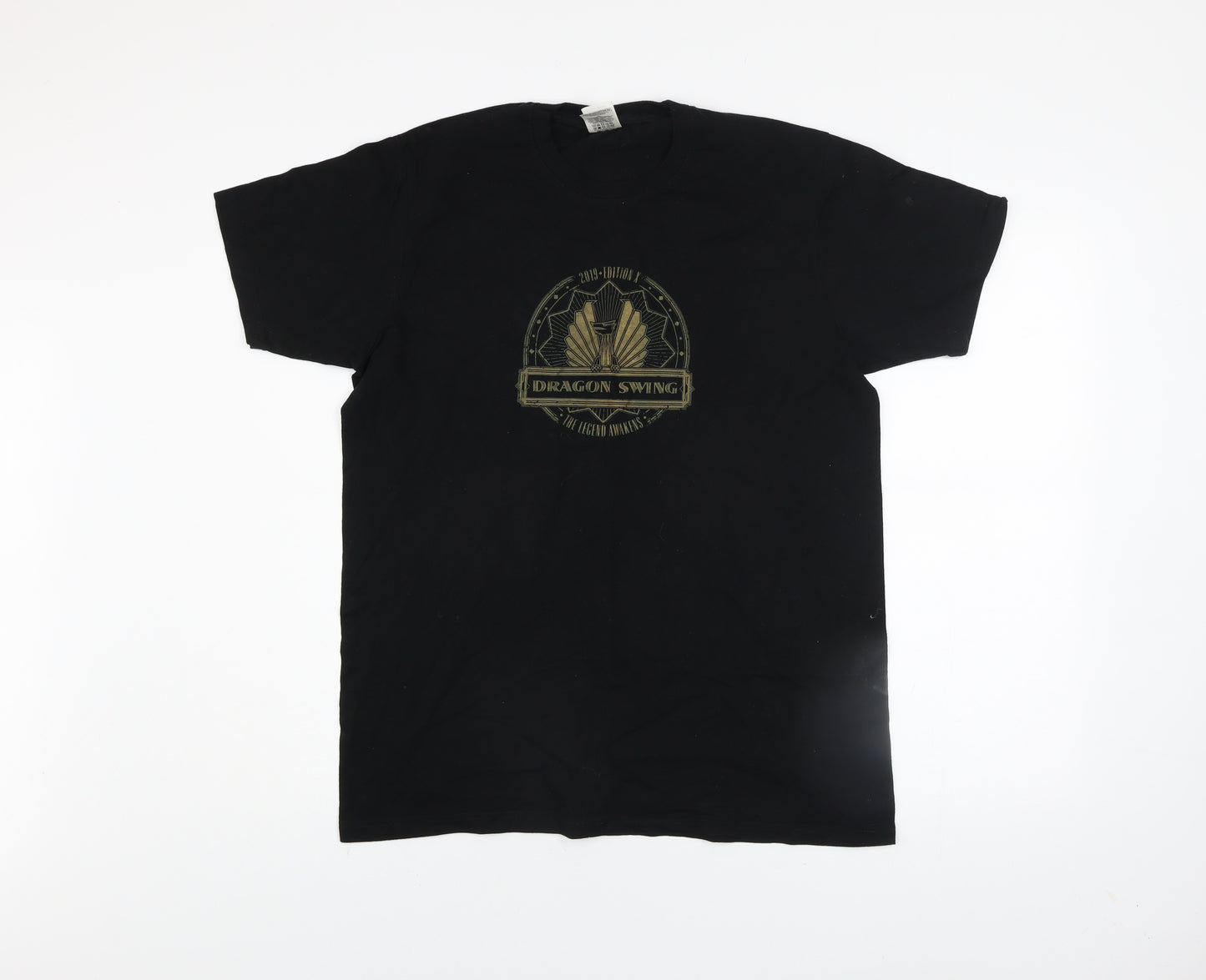 B&C Collection Men's Black L Graphic Cotton Crew Neck T-Shirt