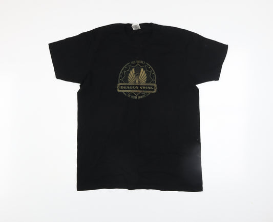 B&C Collection Men's Black L Graphic Cotton Crew Neck T-Shirt