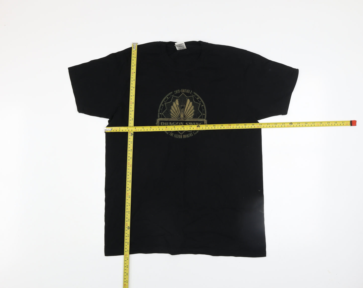 B&C Collection Men's Black L Graphic Cotton Crew Neck T-Shirt