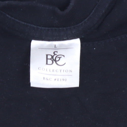 B&C Collection Men's Black L Graphic Cotton Crew Neck T-Shirt