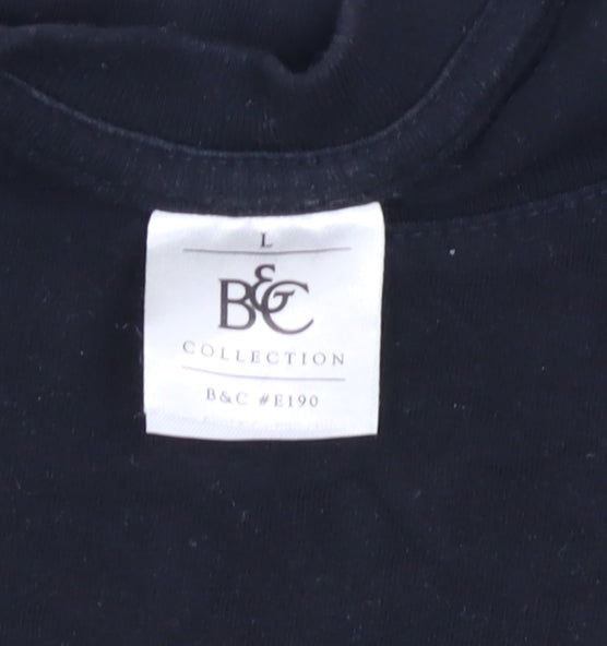B&C Collection Men's Black L Graphic Cotton Crew Neck T-Shirt