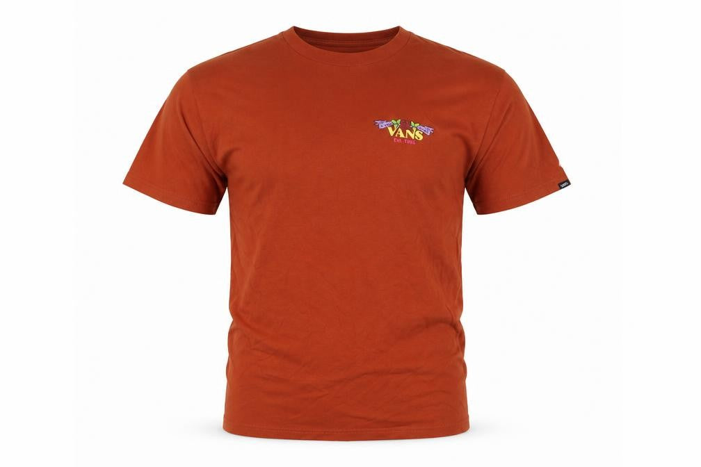 Front view of Vans Men’s Rust Red Classic Fit Graphic Rock T-Shirt Small