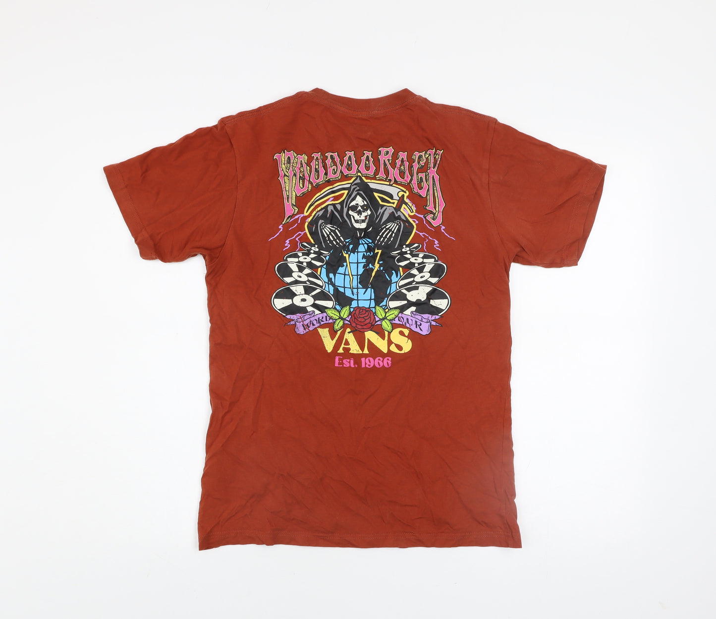 Vans Men’s Rust Red Classic Fit Graphic Rock T-Shirt Small