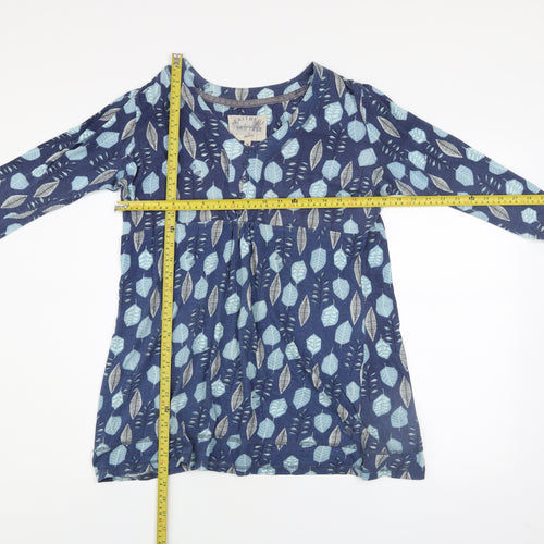 Mantaray Women’s Blue Leaf Print Cotton Tunic Top Size 14