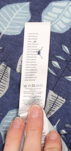 Mantaray Women’s Blue Leaf Print Cotton Tunic Top Size 14