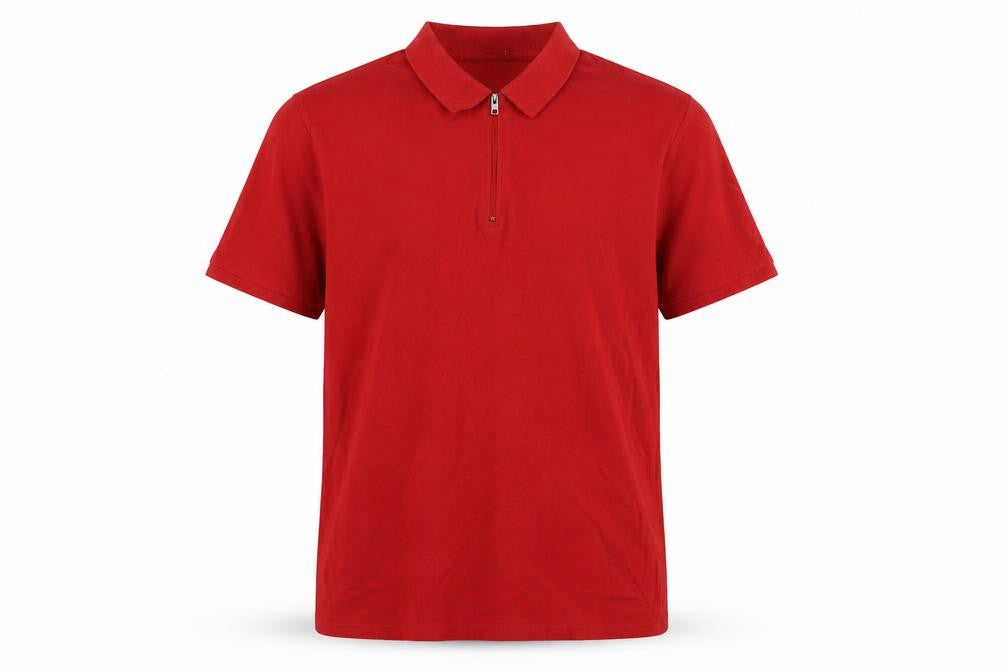 Front view of Jacamo Men's Red Cotton Collared Zip Polo Shirt XL