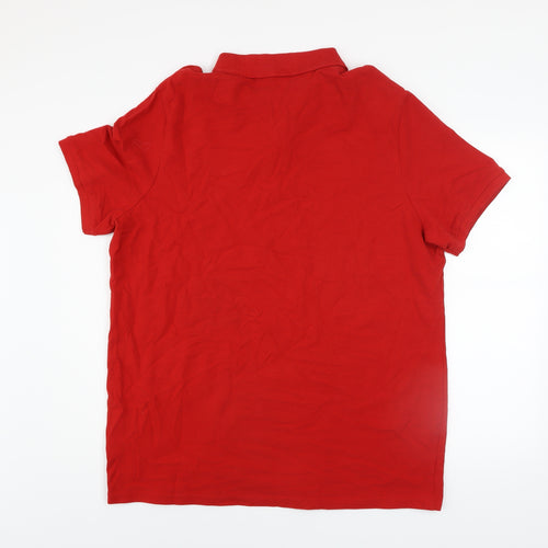 Jacamo Men's Red Cotton Collared Zip Polo Shirt XL