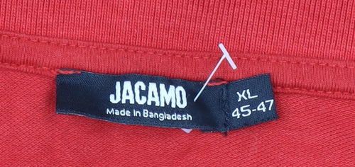 Jacamo Men's Red Cotton Collared Zip Polo Shirt XL