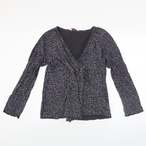 White Stuff Women's Grey Floral Wrap Blouse Size 14