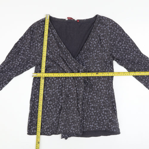 White Stuff Women's Grey Floral Wrap Blouse Size 14