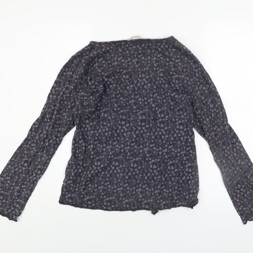 White Stuff Women's Grey Floral Wrap Blouse Size 14