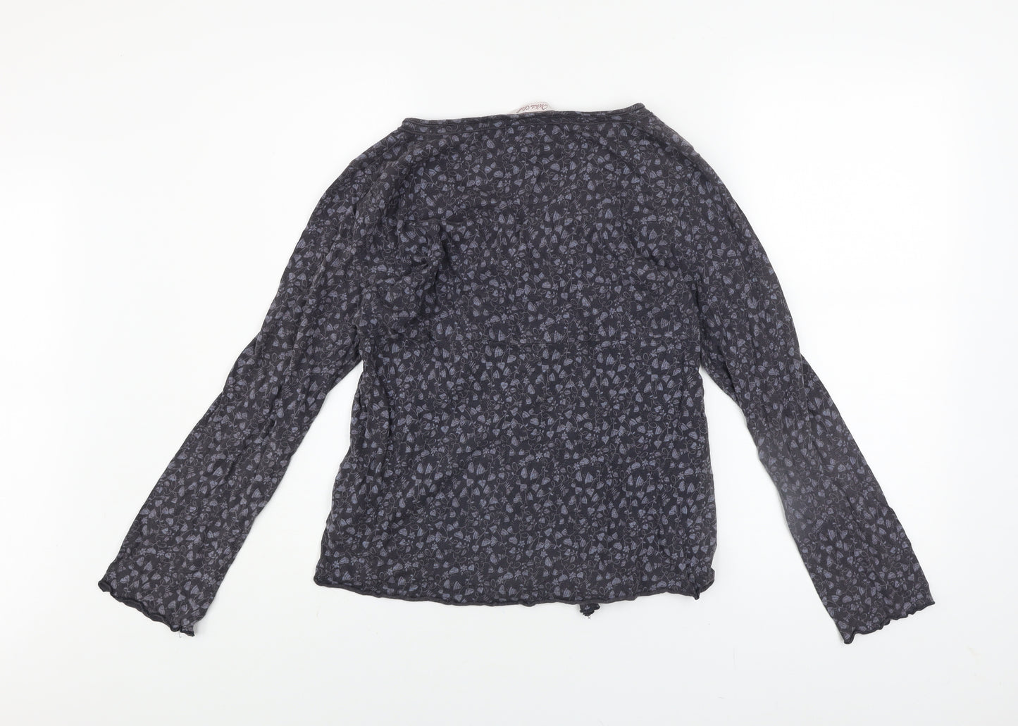 White Stuff Women's Grey Floral Wrap Blouse Size 14