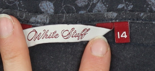 White Stuff Women's Grey Floral Wrap Blouse Size 14