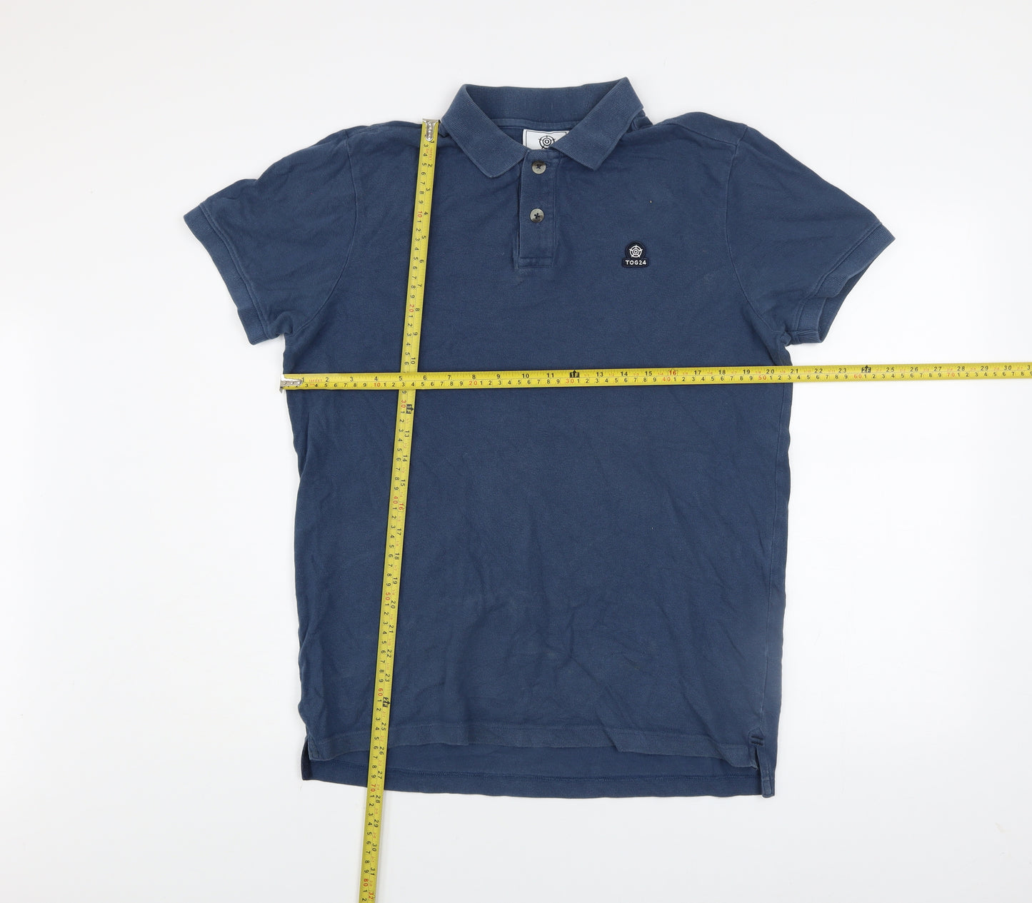 TOG24 Men's Blue Cotton Polo Shirt Size M Classic Fit