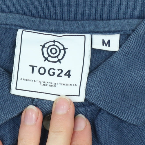 TOG24 Men's Blue Cotton Polo Shirt Size M Classic Fit